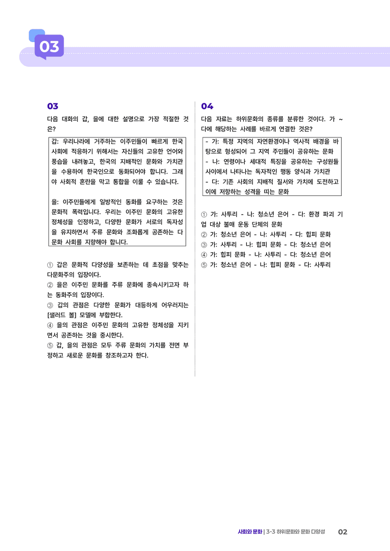 3-3 하위문화와 문화 다양성 | (3) 최다빈출대표유형_preview_2