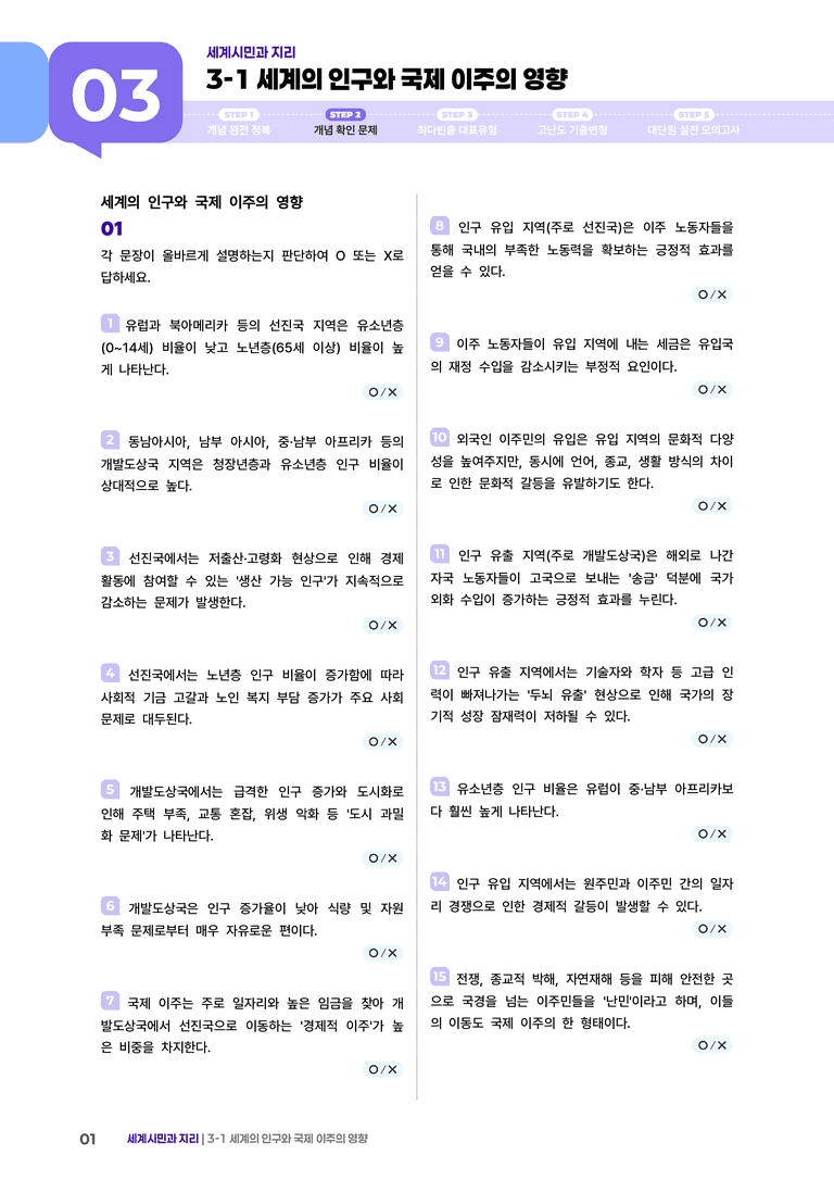 3-1 세계의 인구와 국제 이주의 영향 | (2) 개념확인문제 _preview_1