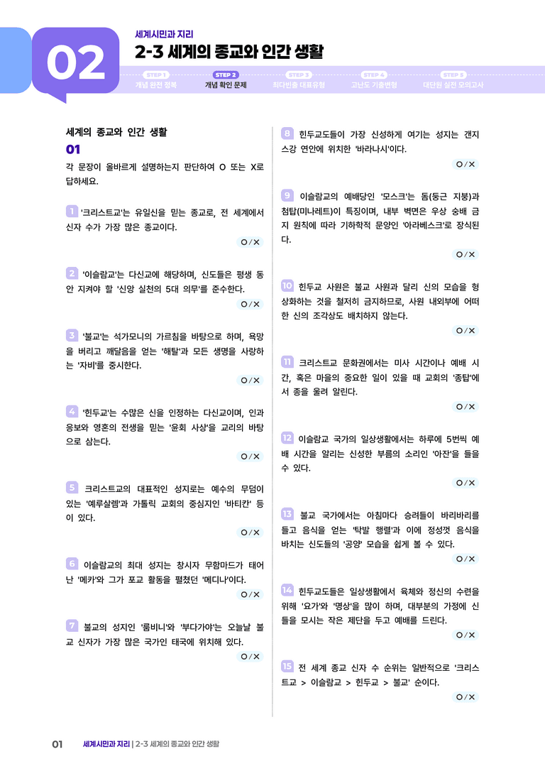 2-3 세계의 종교와 인간 생활 | (2) 개념확인문제 _preview_1