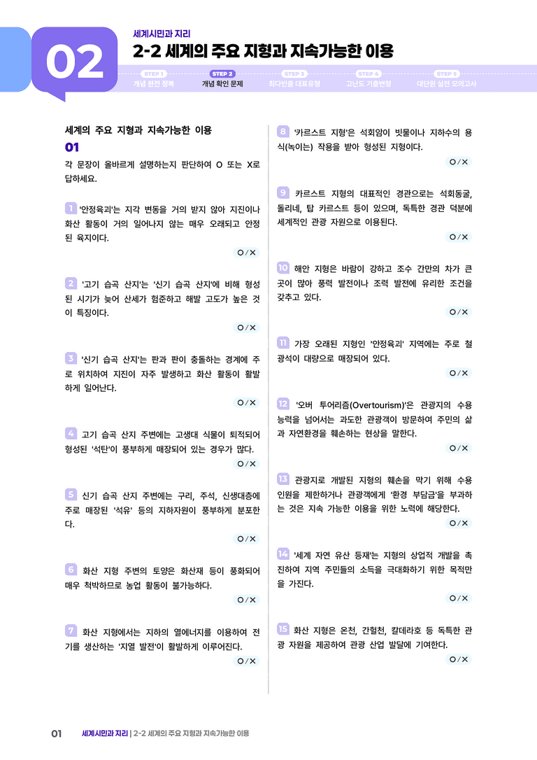 2-2 세계의 주요 지형과 지속가능한 이용 | (2) 개념확인문제 _preview_1