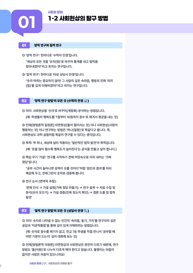 1-2 사회현상의 탐구 방법 | (1) 개념정리_preview_1
