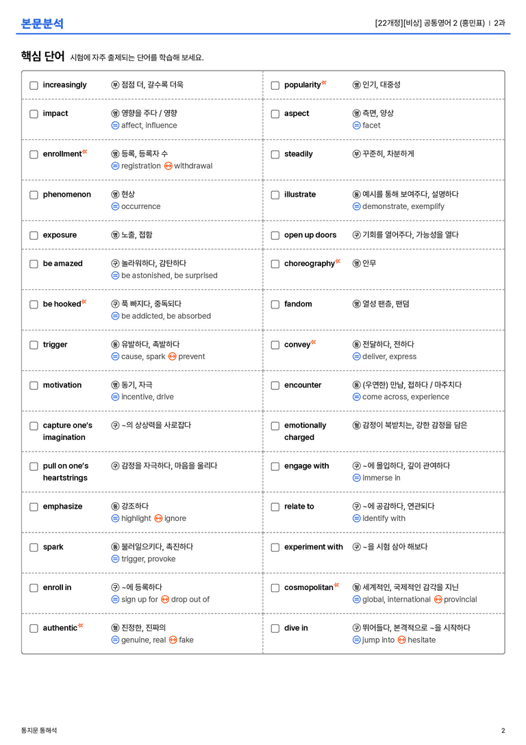 [비상] 공통영어 2 (홍민표) 2과 본문분석_preview_2