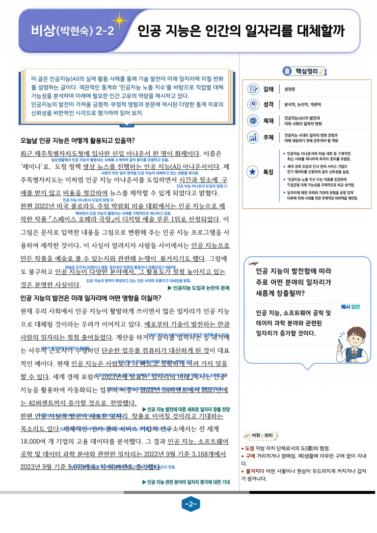 [중학][2-2] 비상(박현) 3-(1) 인공 지능은 인간의 일자리를 대체할까_분석 및 객관식_preview_2