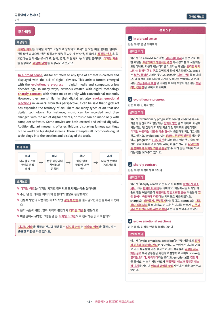 🩷 (공통영어2) 천재(조) 2과 핵심요약노트🩷 by 대치동시크릿_preview_5