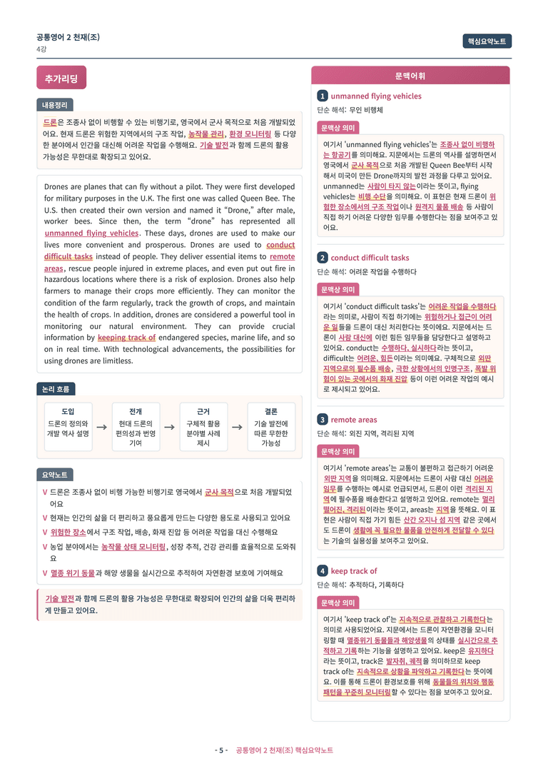 🩷 (공통영어2) 천재(조) 4과 핵심요약노트🩷 by 대치동시크릿_preview_5
