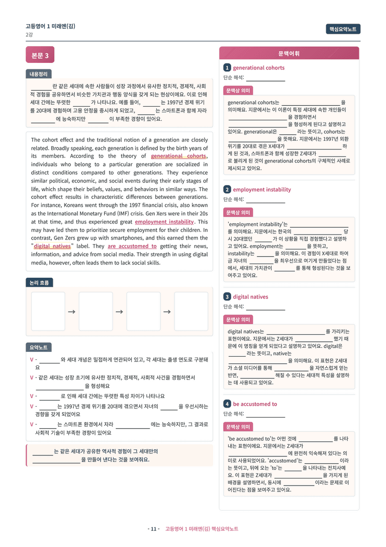 🩷 (고등영어1) 미래엔(김) 2과 핵심요약노트🩷 by 대치동시크릿_preview_11