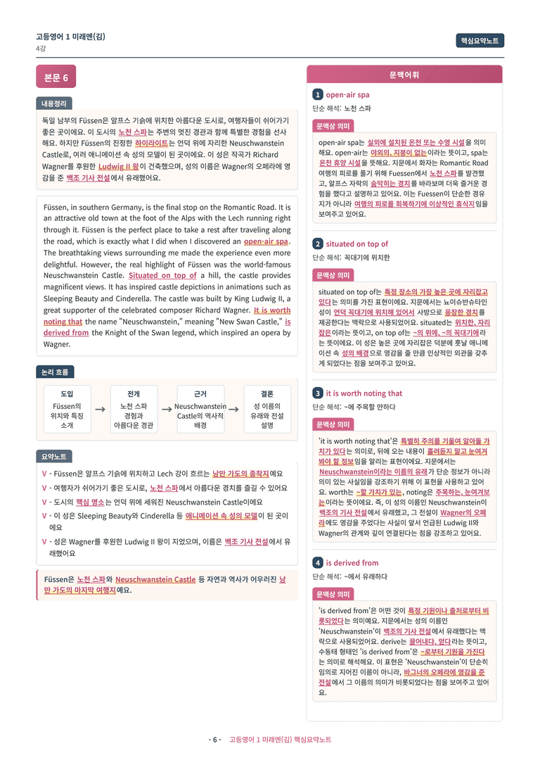 🩷 (고등영어1) 미래엔(김) 4과 핵심요약노트🩷 by 대치동시크릿_preview_6