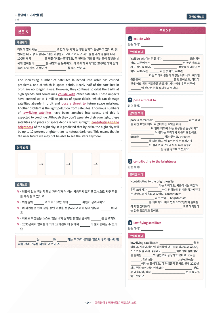 🩷 (고등영어1) 미래엔(김) 5과 핵심요약노트🩷 by 대치동시크릿_preview_14