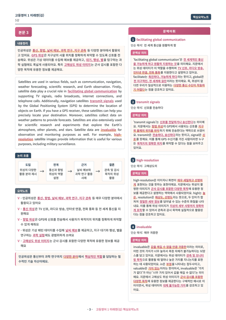 🩷 (고등영어1) 미래엔(김) 5과 핵심요약노트🩷 by 대치동시크릿_preview_3