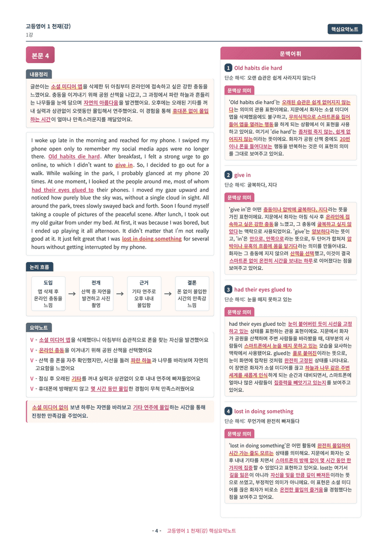 🩷 (고등영어1) 천재(강) 1과 핵심요약노트🩷 by 대치동시크릿_preview_4