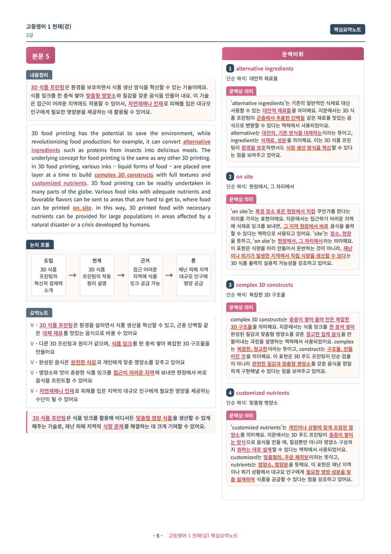 🩷 (고등영어1) 천재(강) 3과 핵심요약노트🩷 by 대치동시크릿_preview_5