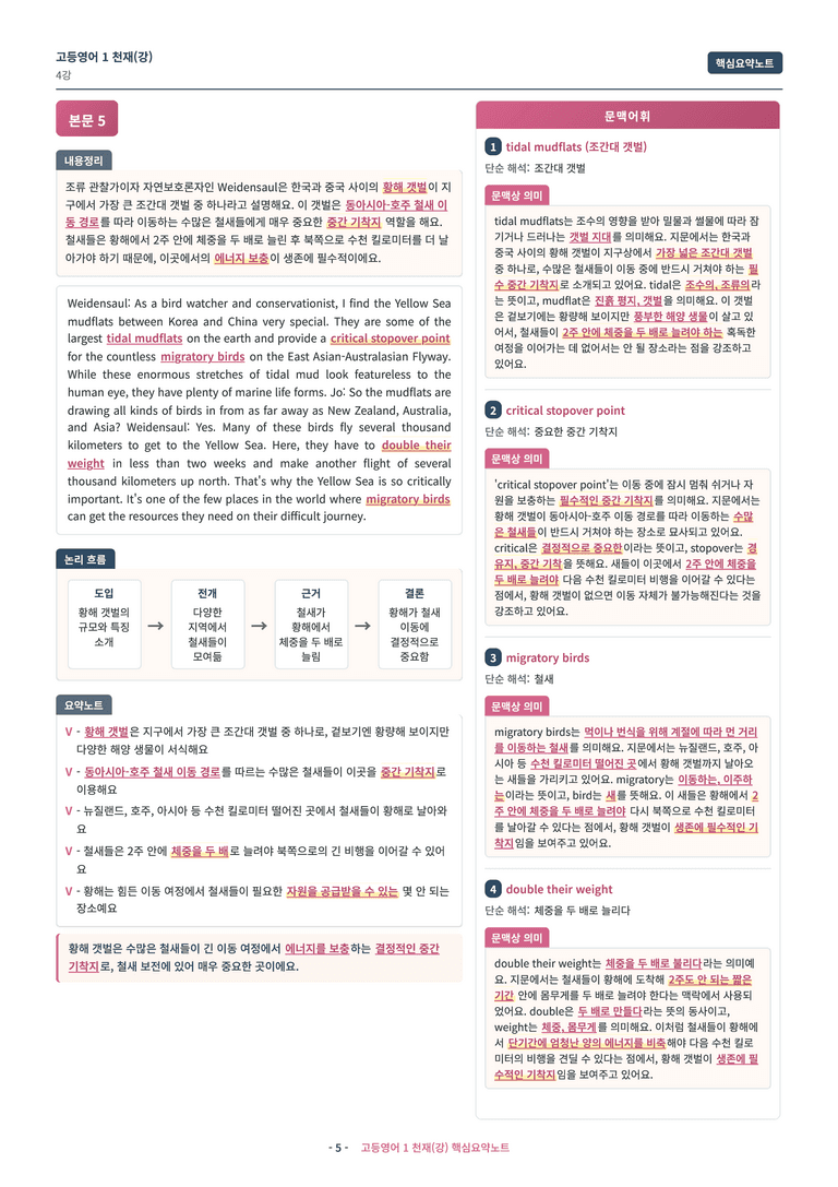 🩷 (고등영어1) 천재(강) 4과 핵심요약노트🩷 by 대치동시크릿_preview_5
