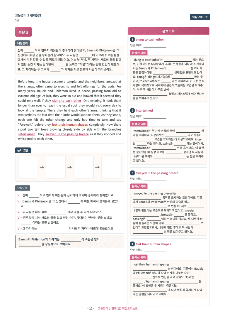 🩷 (고등영어1) 천재(강) 5과 핵심요약노트🩷 by 대치동시크릿_preview_12