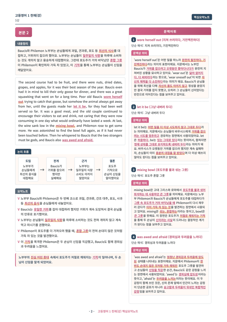 🩷 (고등영어1) 천재(강) 5과 핵심요약노트🩷 by 대치동시크릿_preview_2
