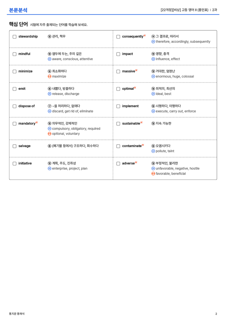 [비상] 고등 영어 Ⅱ (홍민표) 2과 본문분석_preview_2