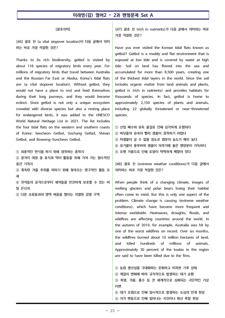 미래엔(김) 영어2 - 2과 변형문제 Set A (150제) by 이쌤문제은행_preview_25