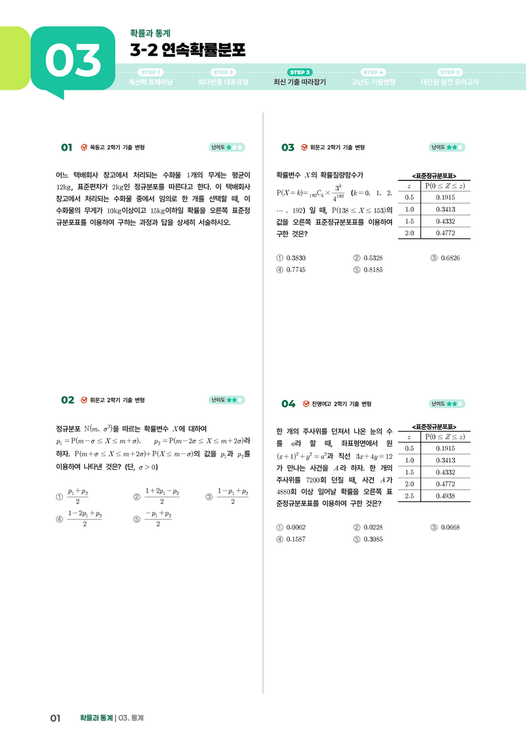 3-2 연속확률분포 | STEP3 최신기출변형_preview_1