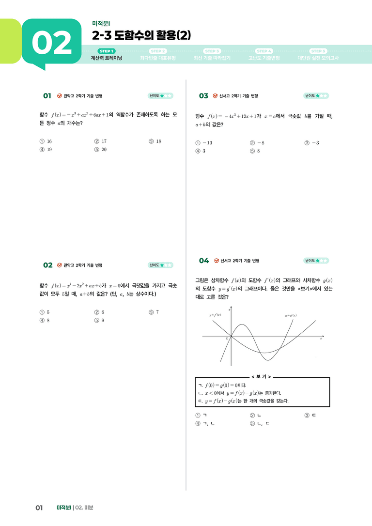 2-3 도함수의 활용(2) | STEP1 개념확인문제_preview_1
