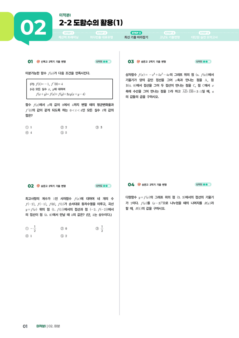 2-2 도함수의 활용(1) | STEP3 최신기출변형_preview_1