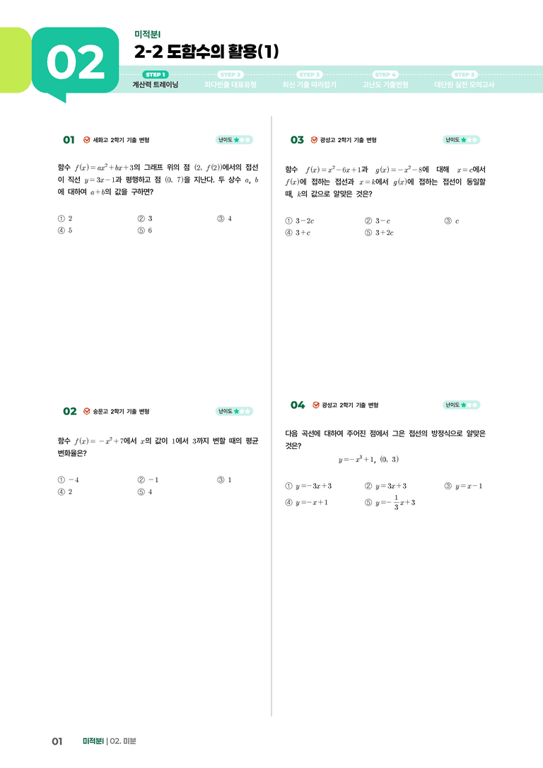 2-2 도함수의 활용(1) | STEP1 개념확인문제_preview_1