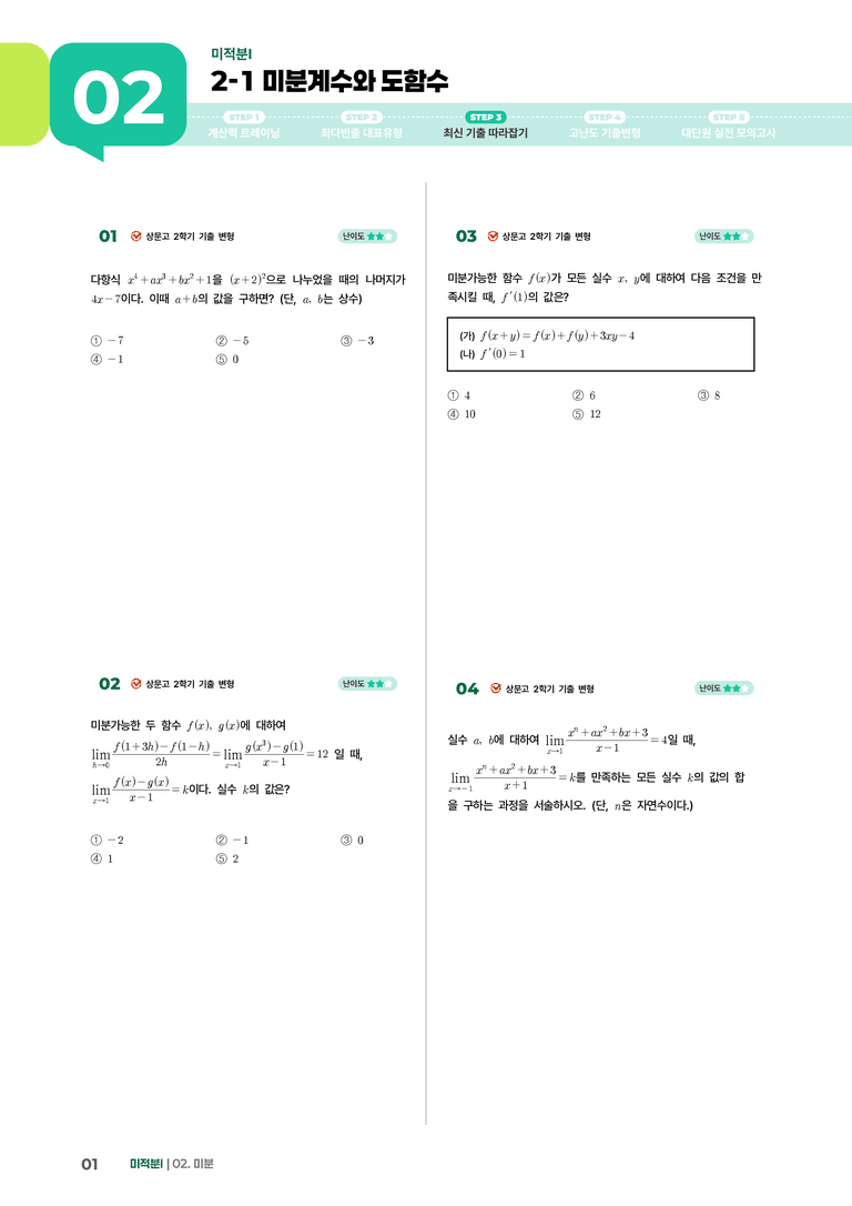 2-1 미분계수와 도함수 | STEP3 최신기출변형_preview_1