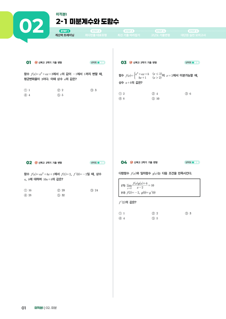 2-1 미분계수와 도함수 | STEP1 개념확인문제_preview_1