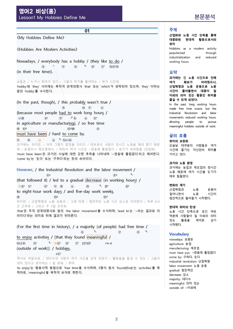 [1등급의 모든 핵심] 고등 영어 Ⅱ 비상(홍) 1과 분석노트_preview_2