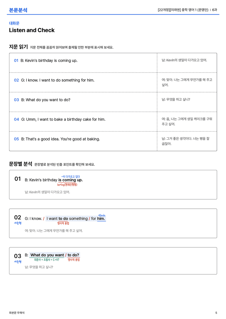[미래엔] 중학 영어 1 (문영인) 6과 본문분석_preview_5