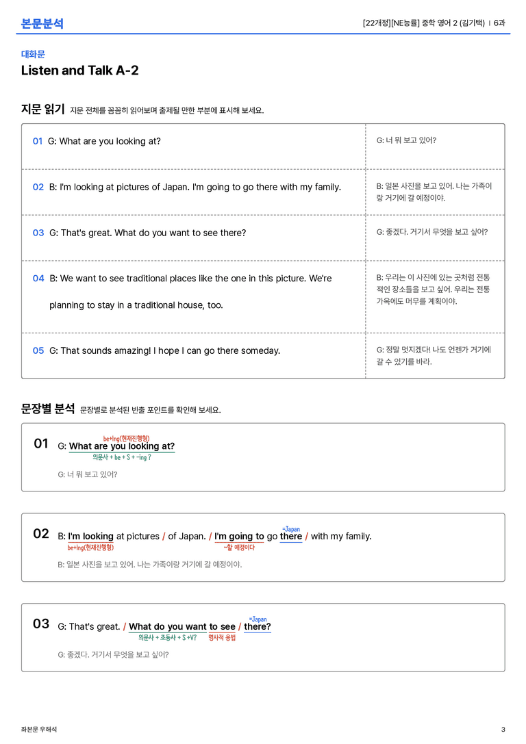 [NE능률] 중학 영어 2 (김기택) 6과 본문분석_preview_3