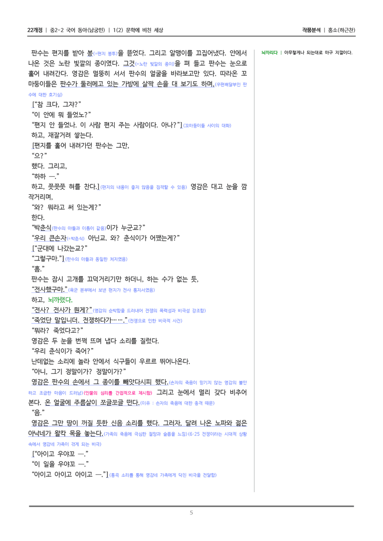 [22개정] 중2-2 동아(남) 1-2 문학에 비친 세상_작품분석_preview_5