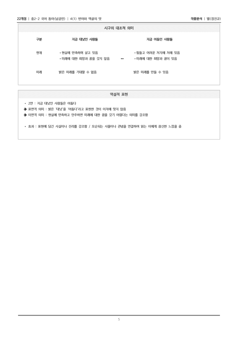 [22개정] 중2-2 동아(남) 4-1(2) 반어와 역설의 맛_작품분석_preview_5