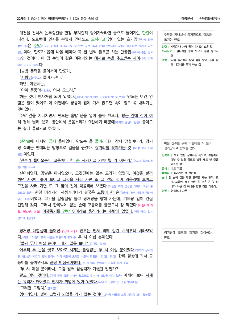[22개정] 중2-2 미래엔(민) 1-2 문학 속의 삶_작품분석_preview_5
