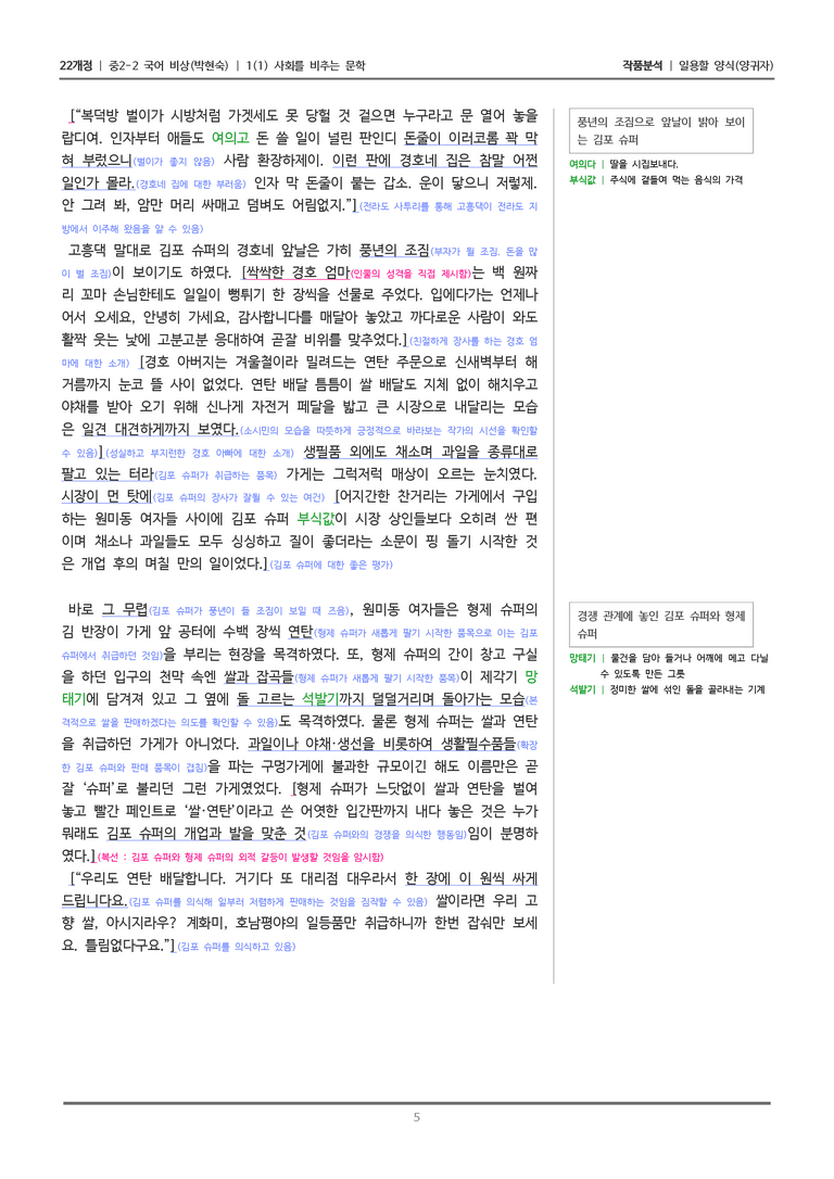 [22개정] 중2-2 비상(박현) 1-1 사회를 비추는 문학_작품분석_preview_5
