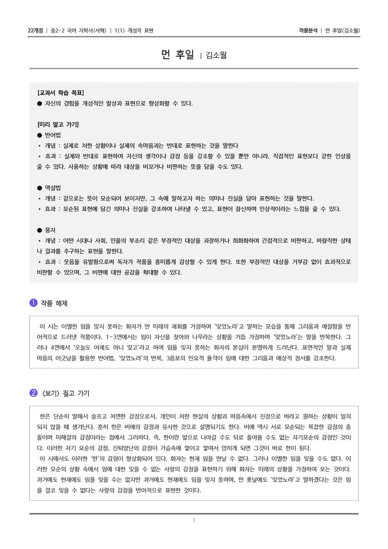 [22개정] 중2-2 지학사(서) 1-1(2) 개성적인 표현_작품분석_preview_1