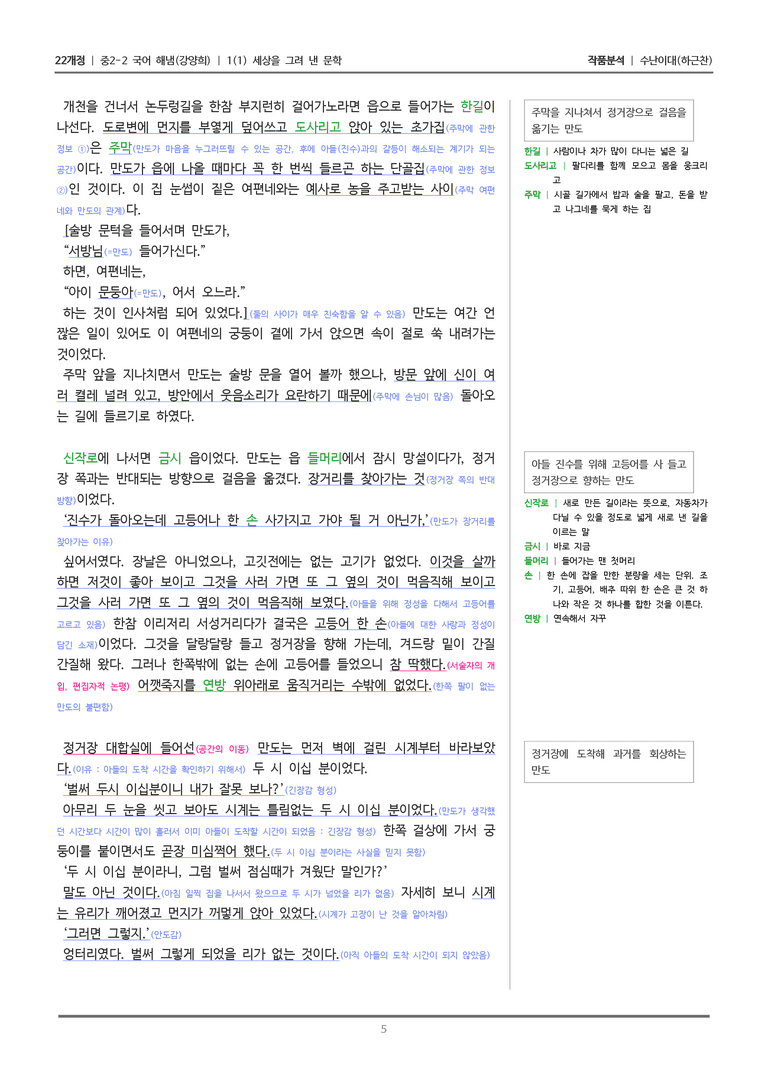 [22개정] 중2-2 해냄(강) 1-1 세상을 그려 낸 문학_작품분석_preview_5