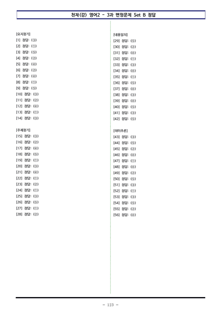 천재(강) 영어2 - 3과 변형문제 Set AB 통합본 (280제) by 이쌤문제은행_preview_123