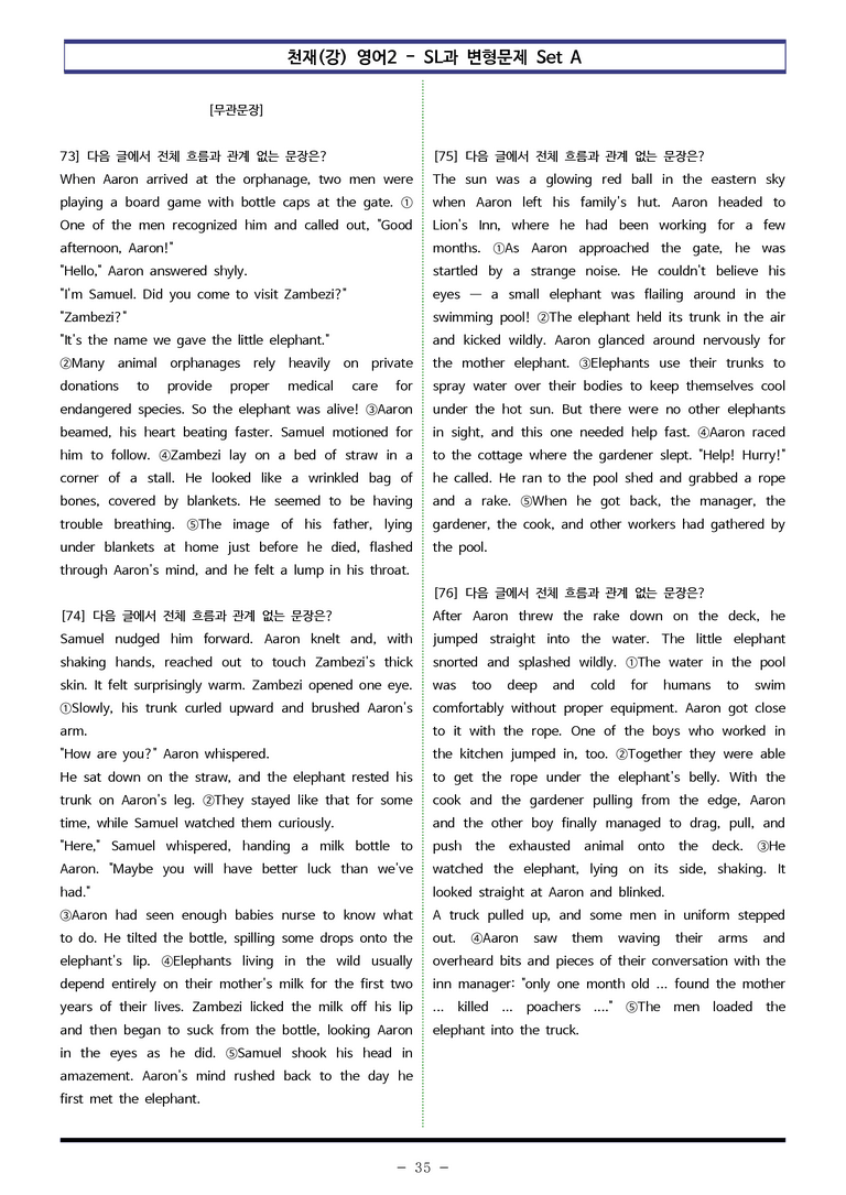 천재(강) 영어2 - SL 변형문제 Set A (90제) by 이쌤문제은행_preview_35