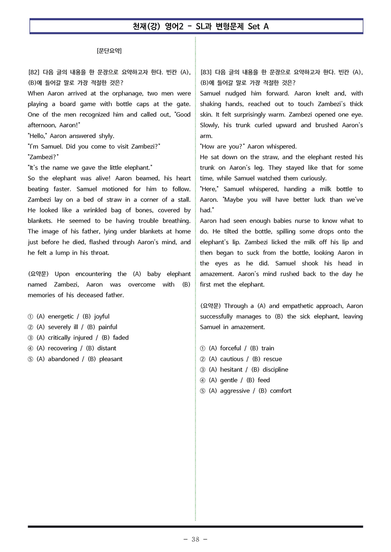 천재(강) 영어2 - SL 변형문제 Set A (90제) by 이쌤문제은행_preview_38
