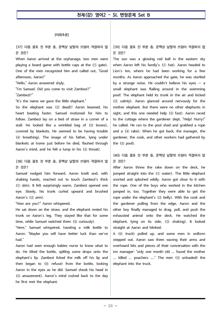 천재(강) 영어2 - SL 변형문제 Set B (90제) by 이쌤문제은행_preview_20