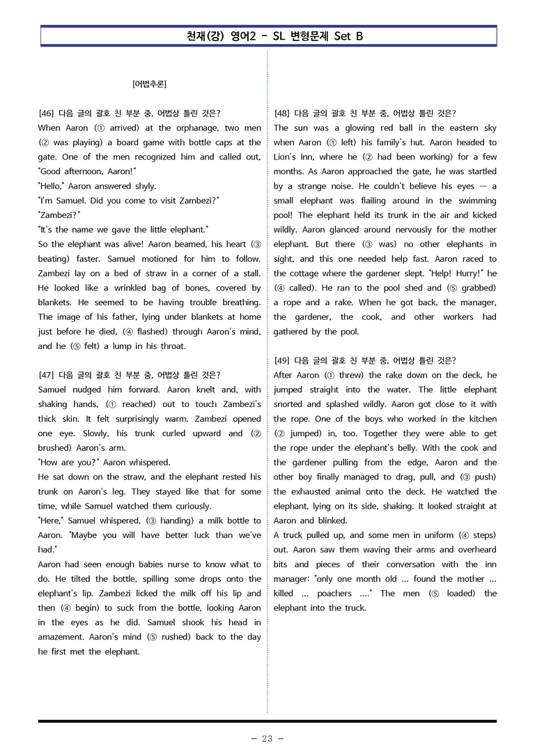 천재(강) 영어2 - SL 변형문제 Set B (90제) by 이쌤문제은행_preview_23
