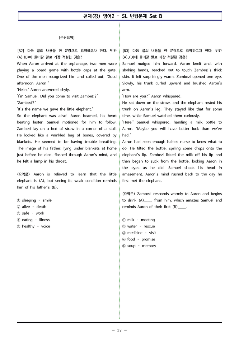 천재(강) 영어2 - SL 변형문제 Set B (90제) by 이쌤문제은행_preview_37