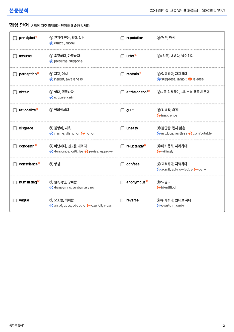 [비상] 고등 영어 Ⅱ (홍민표) SL1 | STEP1 본문분석_preview_2