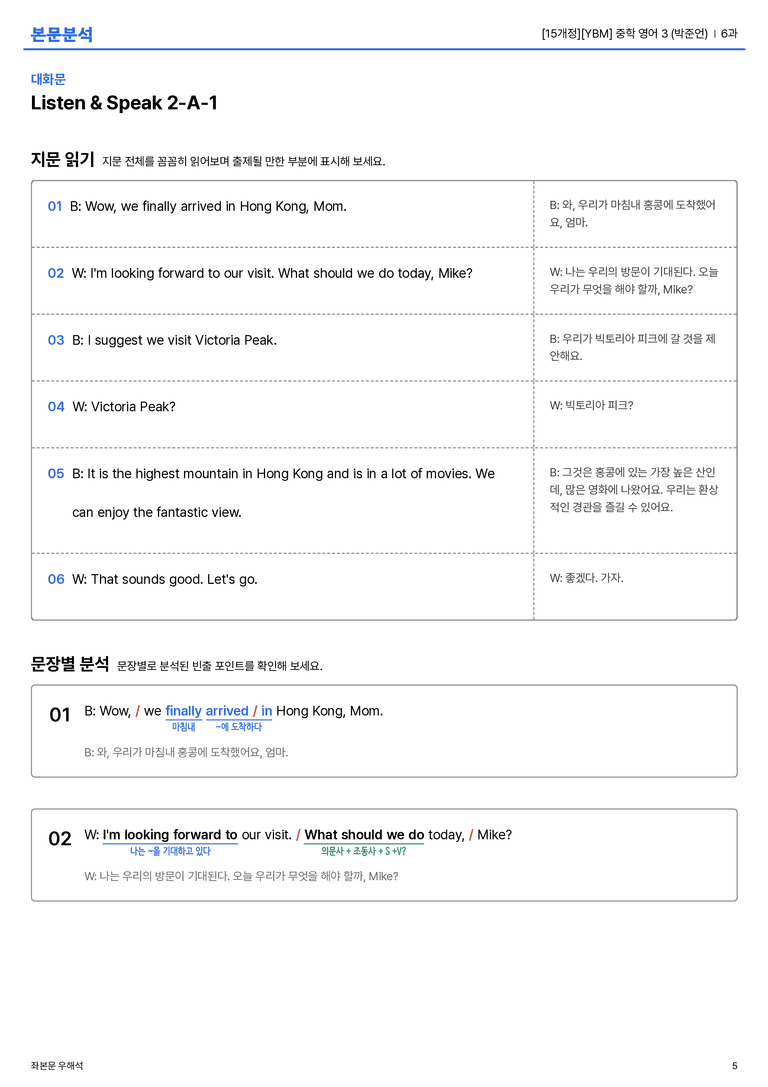 [YBM] 중학 영어 3 (박준언) 6과 본문분석_preview_5