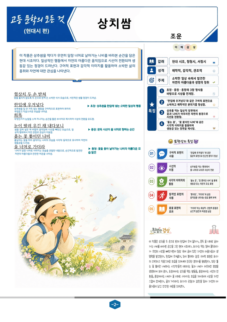 [현대시의 모든 것] 상치쌈(조운) 분석 및 예상.심화 문제_preview_2
