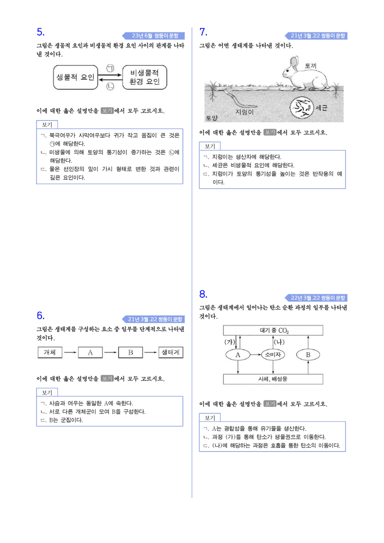 2-1 생물과 환경 l STEP4 고난도기출변형_preview_2