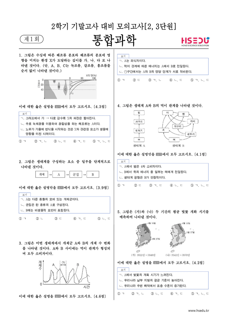 2학기 기말고사 대비 파이널 모의고사(2,3단원)_1회_preview_1