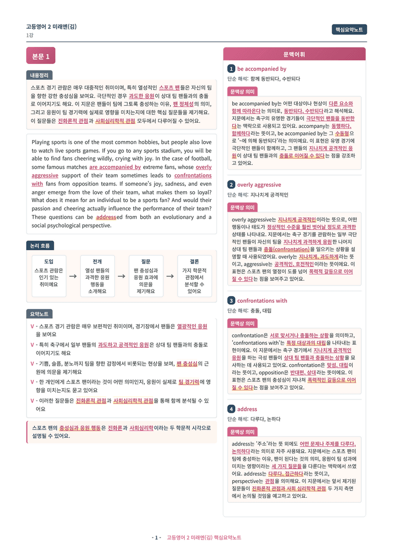 ❤️[고등영어2] 미래엔(김) [1강] [핵심요약노트]❤️ by 대치동 시크릿_preview_1