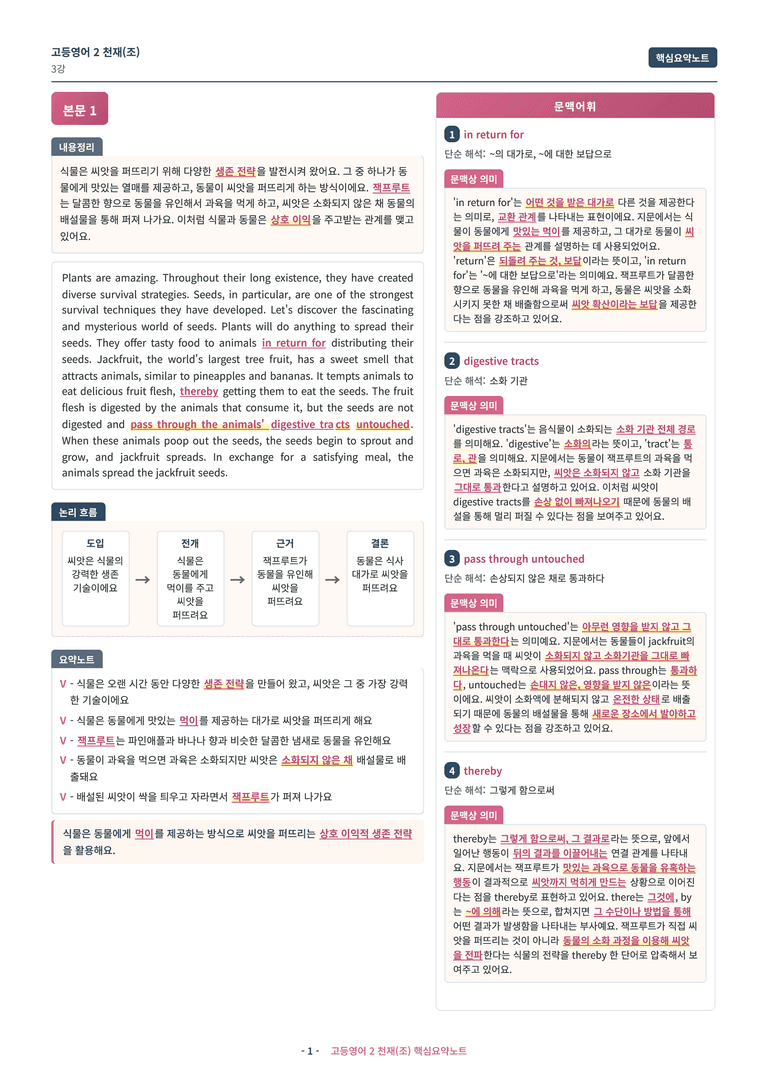 ❤️[고등영어2] 천재(조) [3강] [핵심요약노트]❤️ by 대치동 시크릿_preview_1
