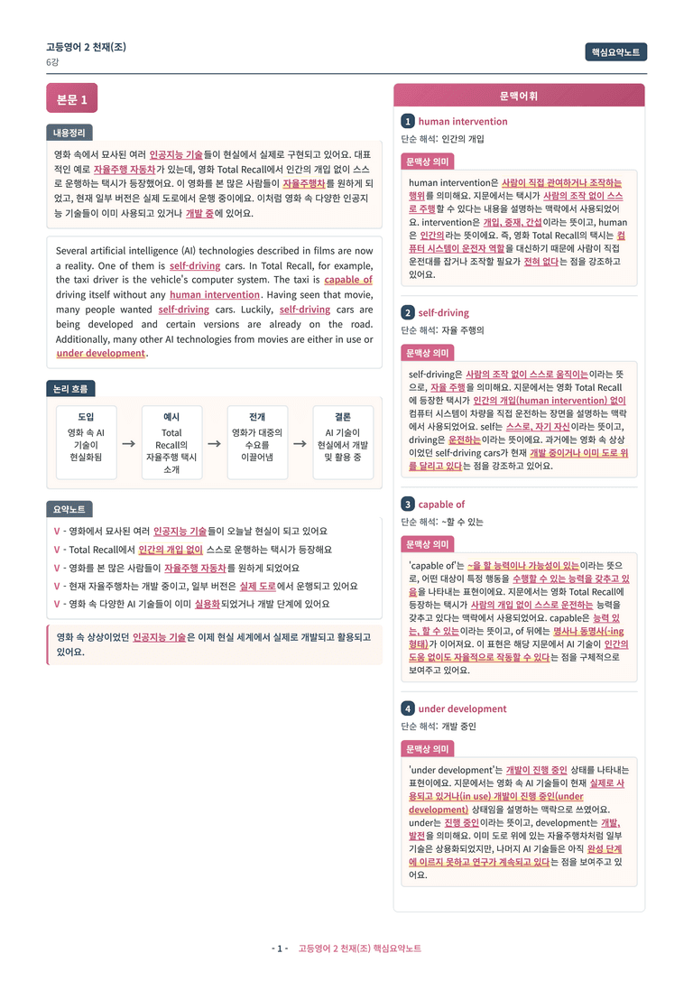 ❤️[고등영어2] 천재(조) [6강] [핵심요약노트]❤️ by 대치동 시크릿_preview_1