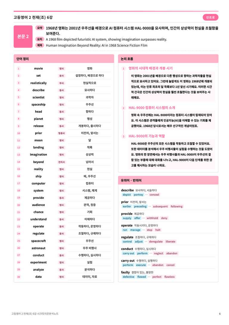 ❤️고등영어2 천재(조) 6강 [지문분석+단어장+파이널체크]❤️ by 대치동 시크릿_preview_6